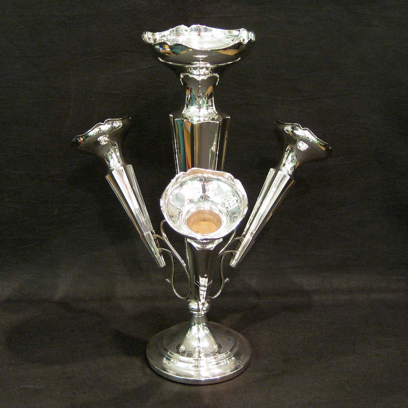 Sterling silver 4 flute epergne.