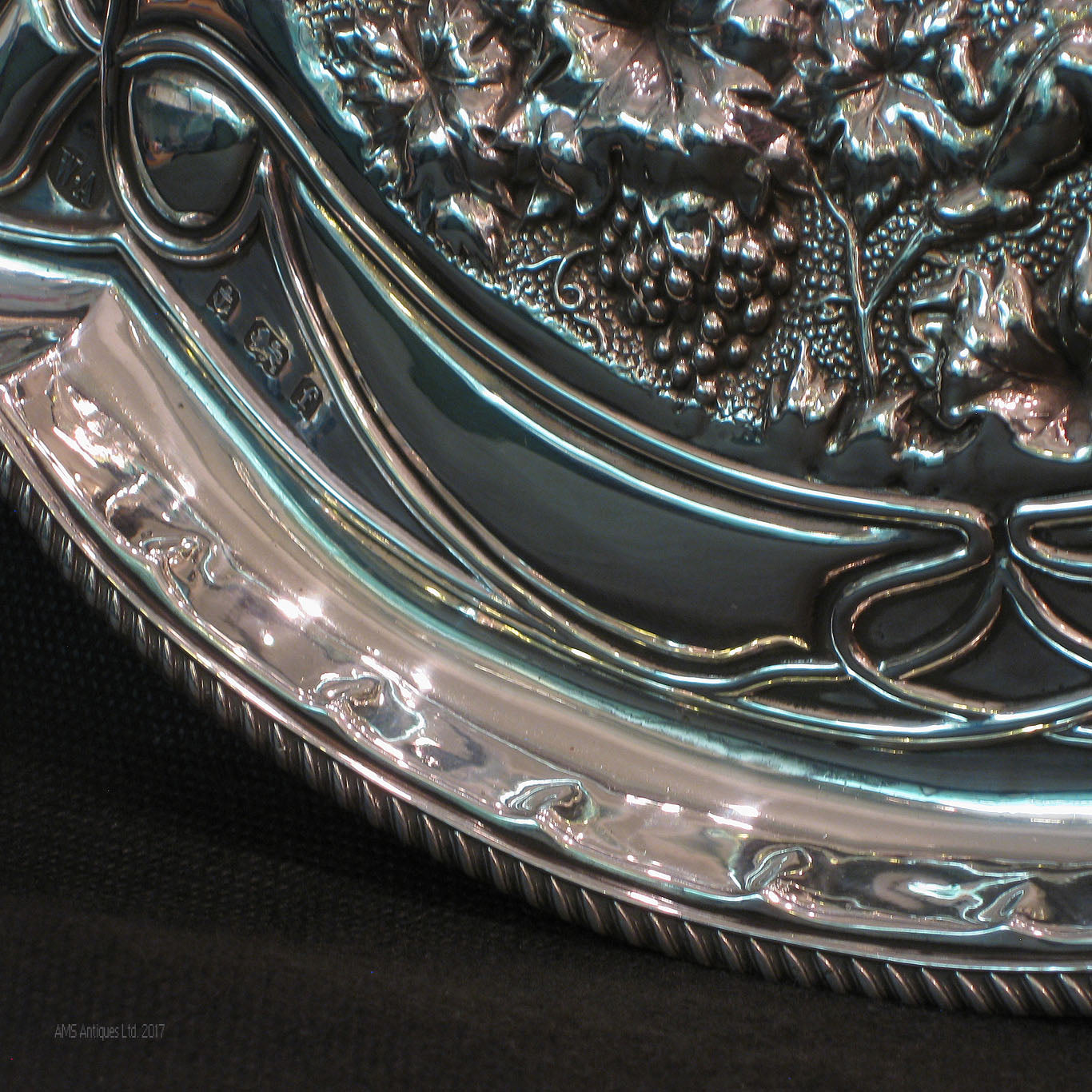 Stunning silver art nouveau letter tray.