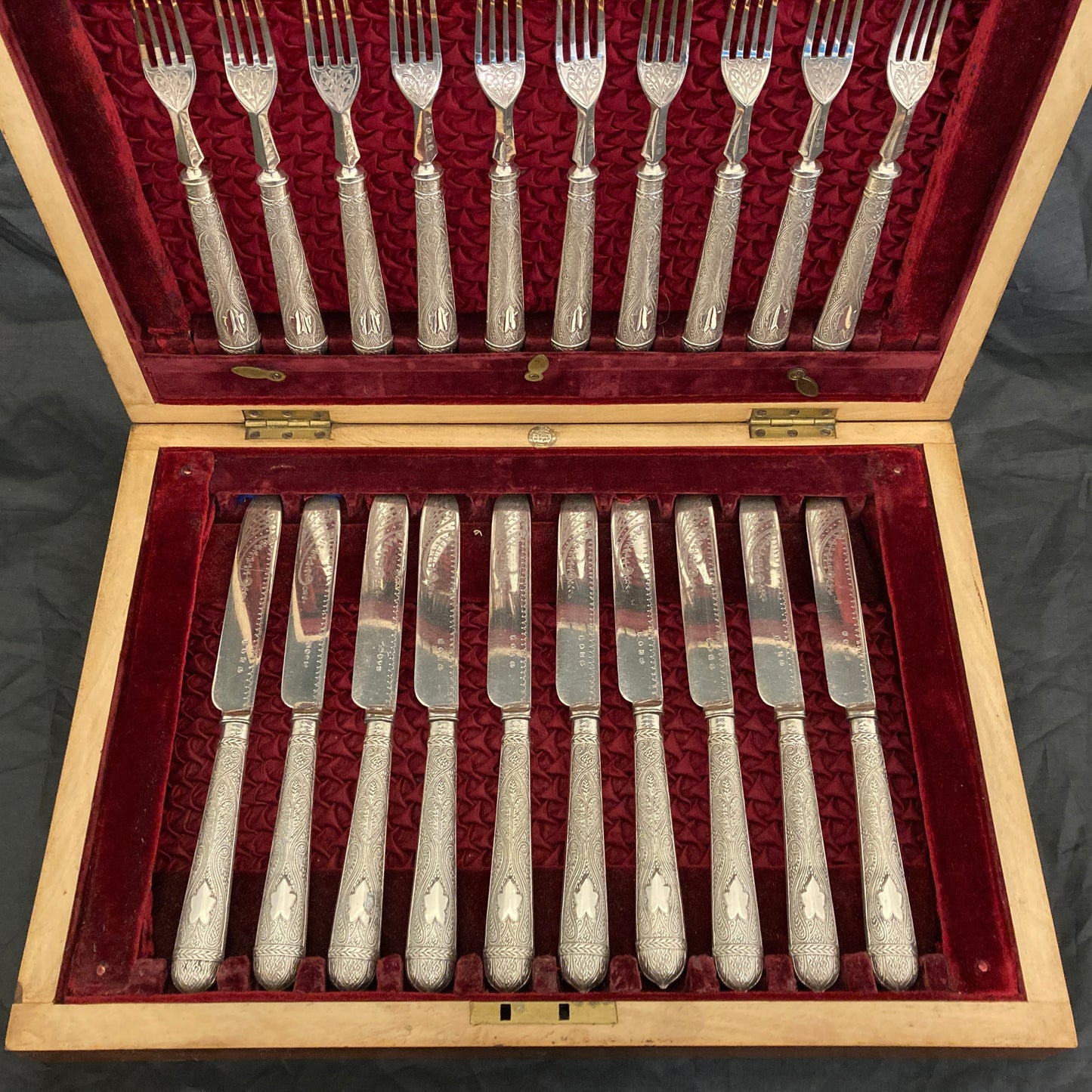 A boxed silver plated 12 place set