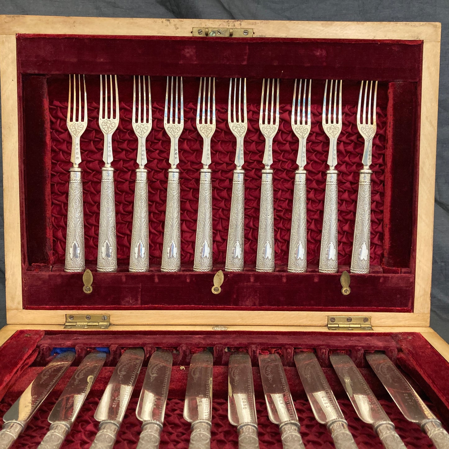 A boxed silver plated 12 place set