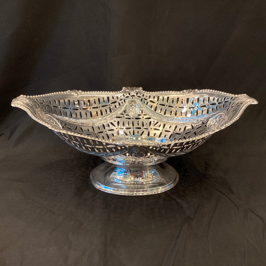 Antique pierced sterling silver fruit basket /stand