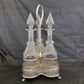 silverplated 3-Bottle Liqueur Decanter Stand Sheffield 1890