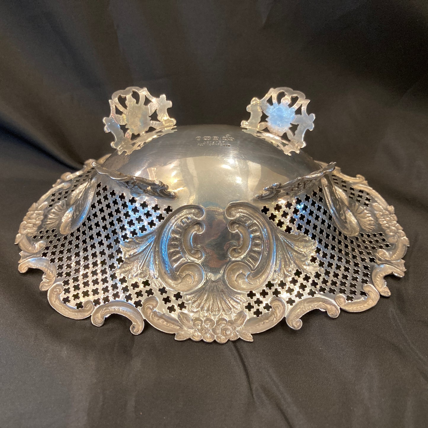 An Antique pair of pierced silver bonbon dishes