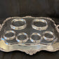 Antique silver plated drinks tray with cut crystal bottles and glasses