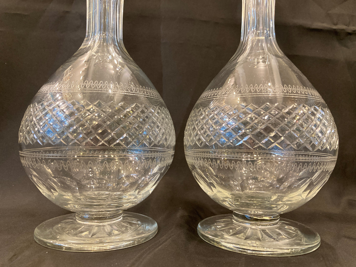 Antique silver plated drinks tray with cut crystal bottles and glasses