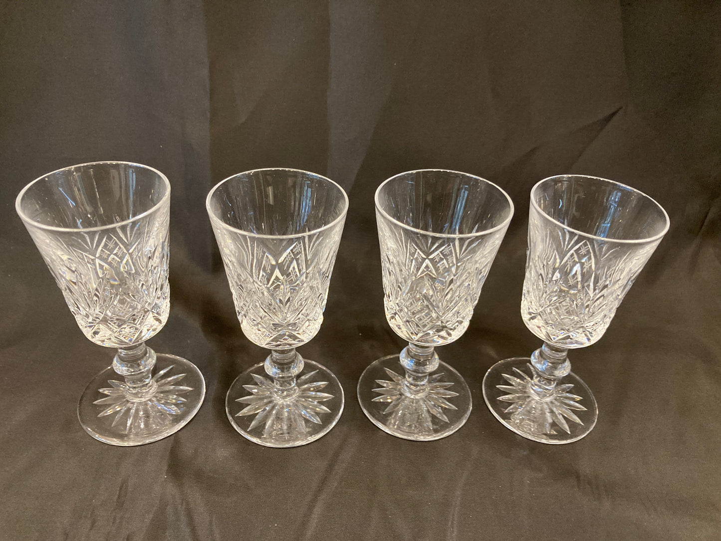 Antique silver plated drinks tray with cut crystal bottles and glasses