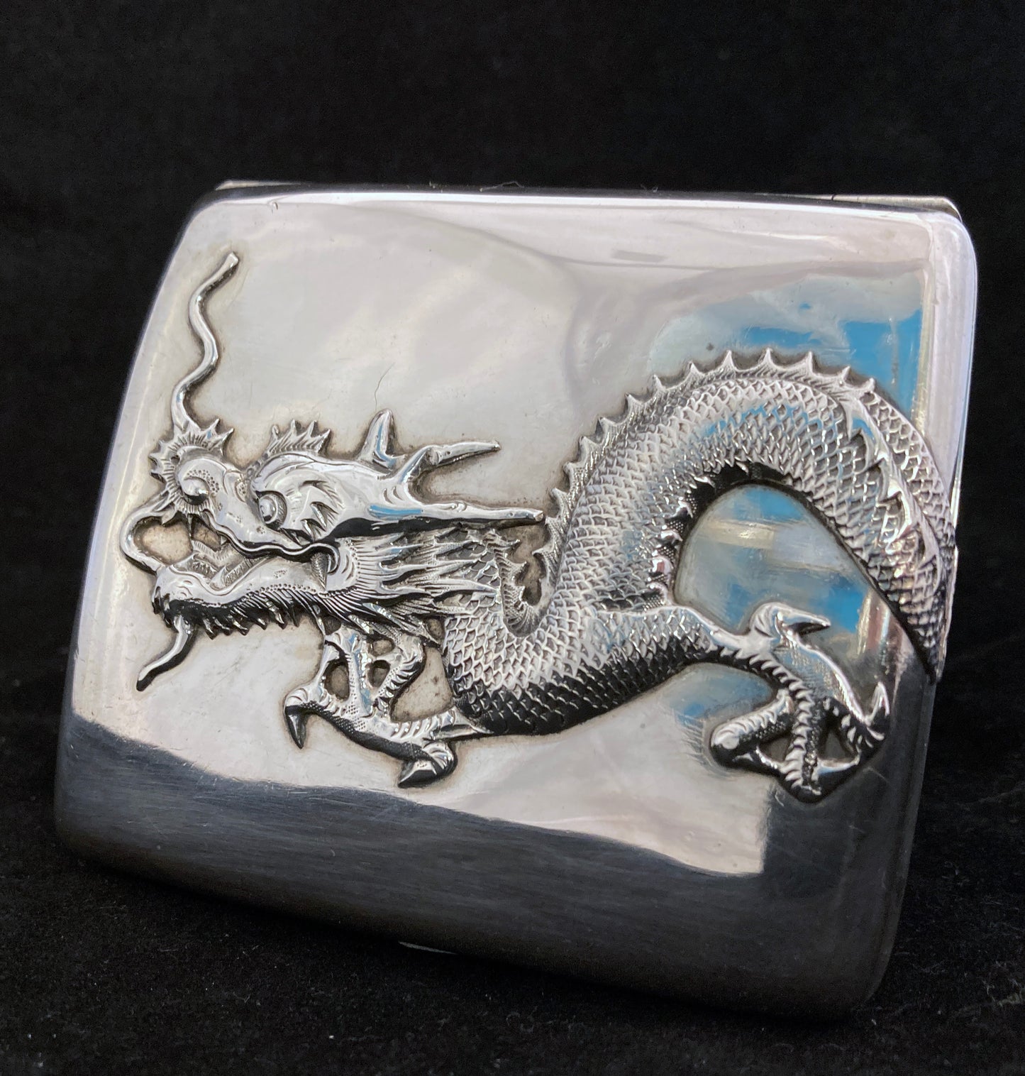 Antique Chinese silver Dragon cigarette case