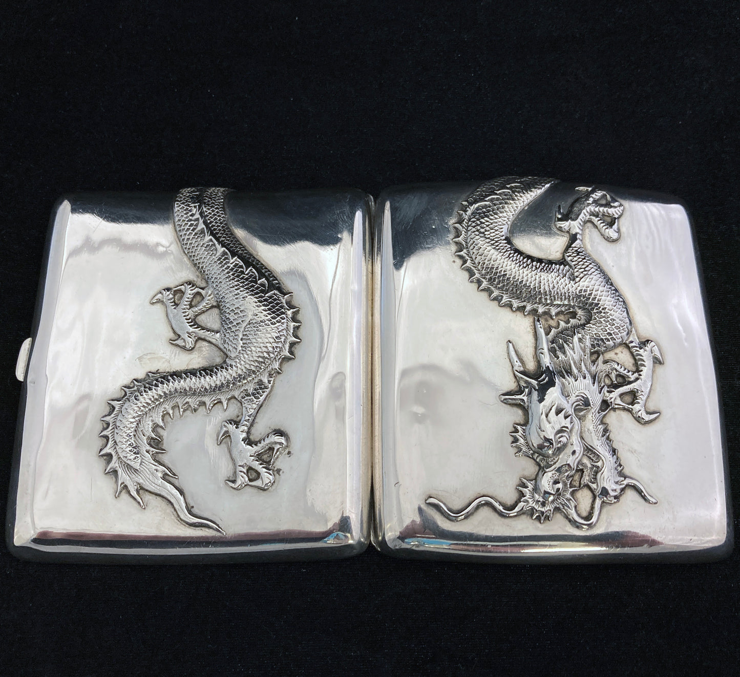 Antique Chinese silver Dragon cigarette case