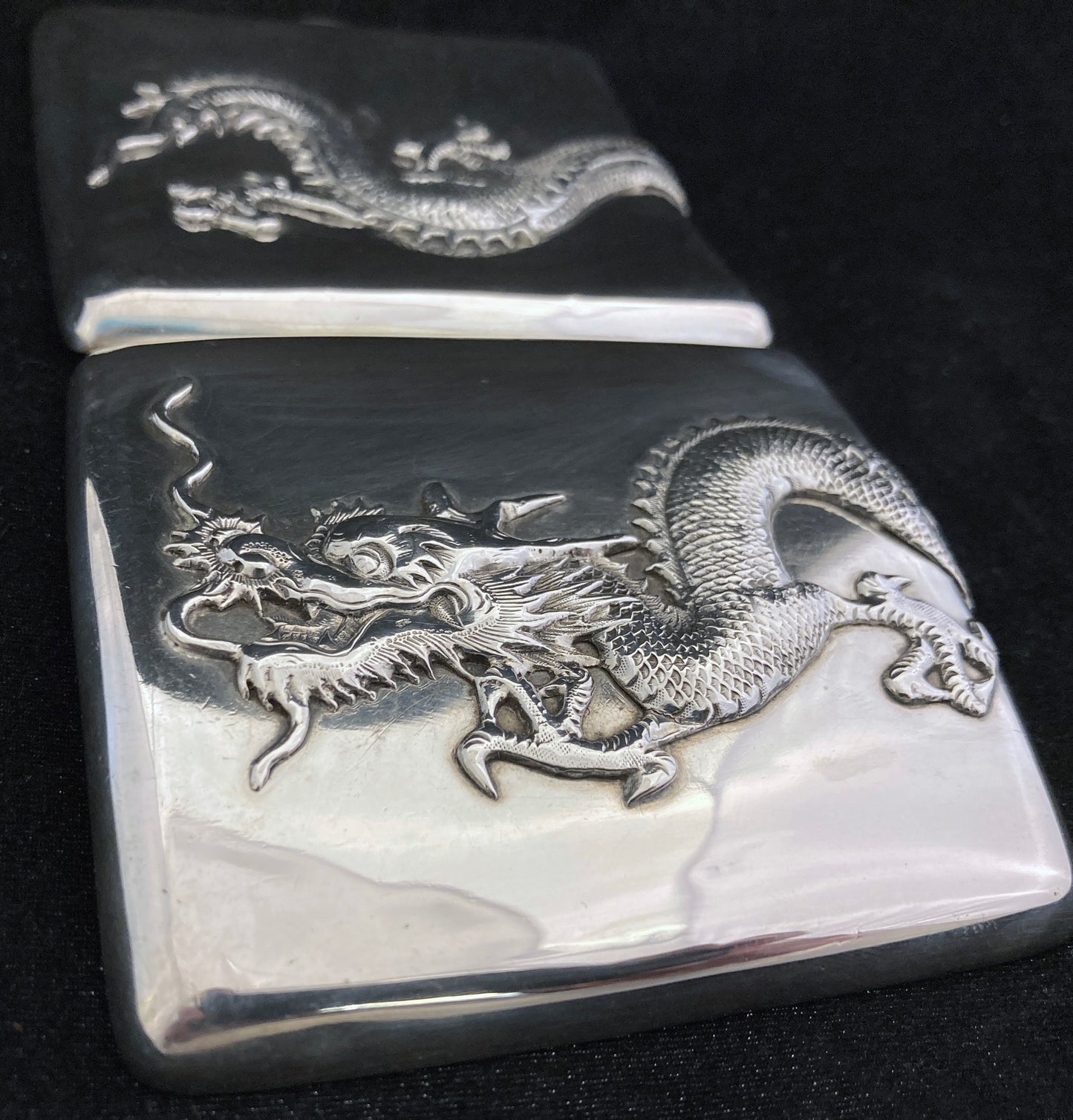 Antique Chinese silver Dragon cigarette case