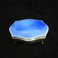 Sterling silver and blue guilloche enamel box by Walker & Hall