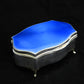 Sterling silver and blue guilloche enamel box by Walker & Hall