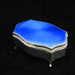 Sterling silver and blue guilloche enamel box by Walker & Hall