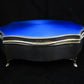 Sterling silver and blue guilloche enamel box by Walker & Hall
