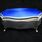 Sterling silver and blue guilloche enamel box by Walker & Hall