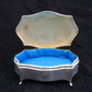 Sterling silver and blue guilloche enamel box by Walker & Hall