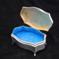 Sterling silver and blue guilloche enamel box by Walker & Hall