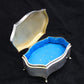 Sterling silver and blue guilloche enamel box by Walker & Hall