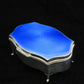 Sterling silver and blue guilloche enamel box by Walker & Hall