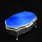 Sterling silver and blue guilloche enamel box by Walker & Hall