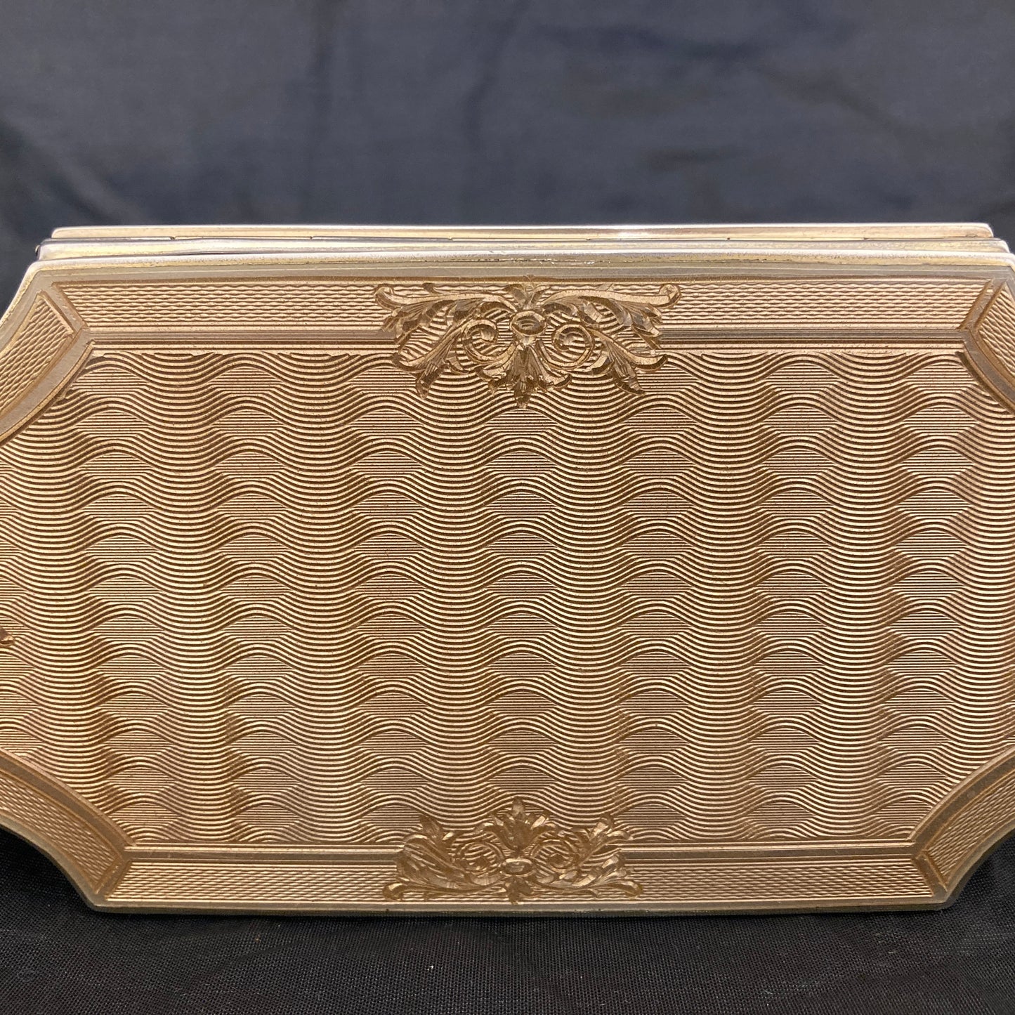 Large guilloche enamel sterling silver jewellery casket by Mappin & Webb