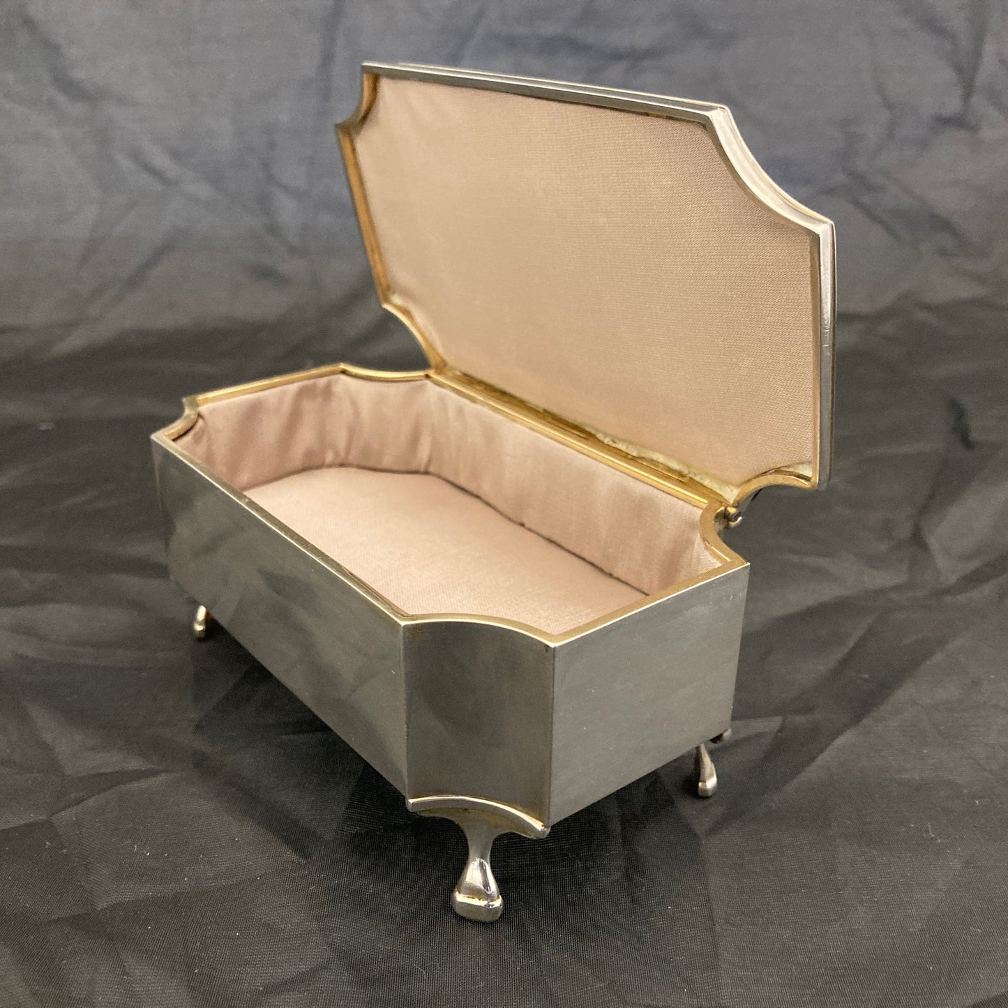 Large guilloche enamel sterling silver jewellery casket by Mappin & Webb