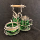 Deco silverplated condiment set with green glass(rare)