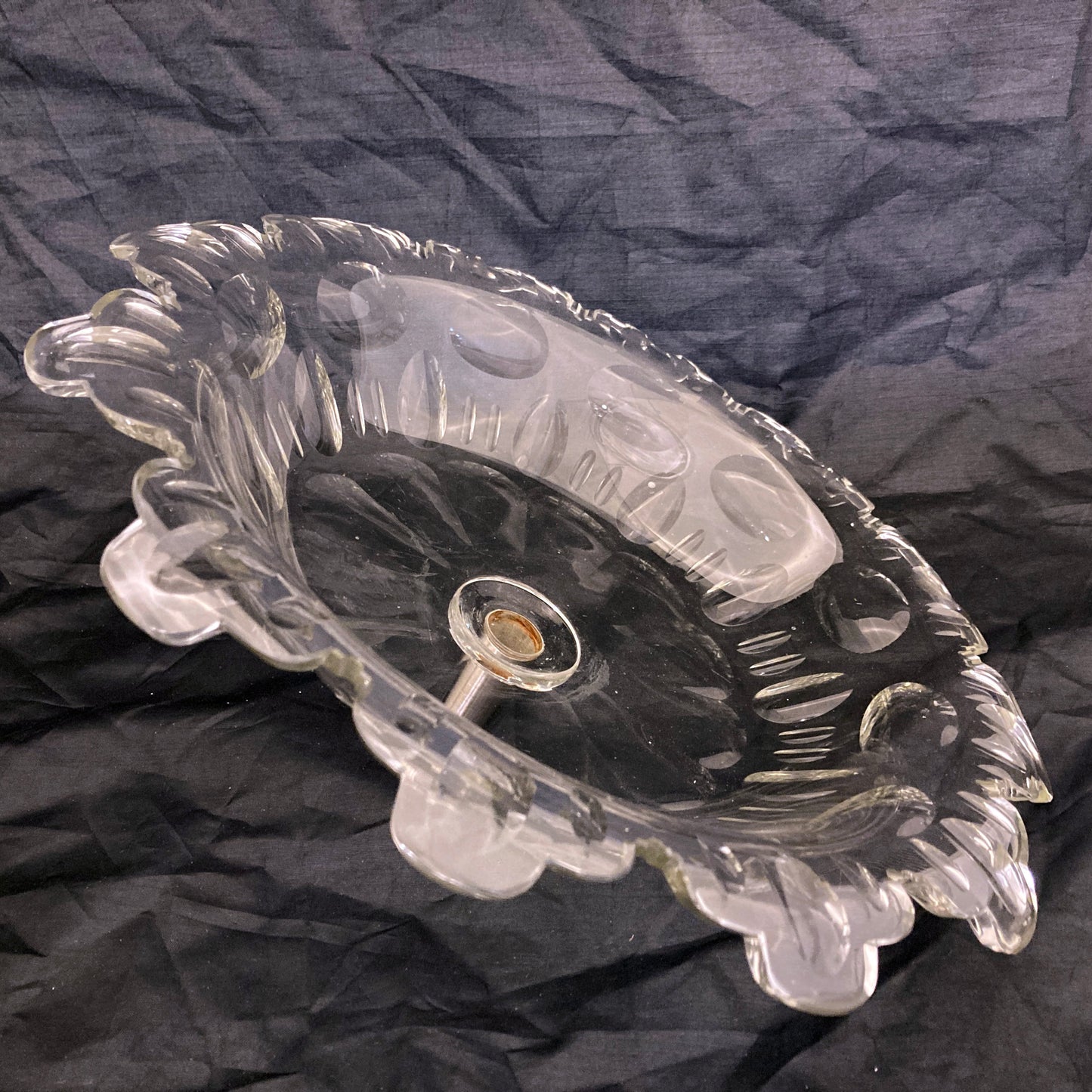 Silver plated centre piece with dolphins and a cut crystal bowl