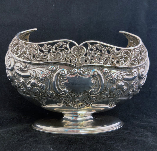 Sterling silver chased and embossed sugar bowl