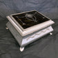 Large Solid Silver Pique Inlaid Jewellery Box - William Comyns London 1906