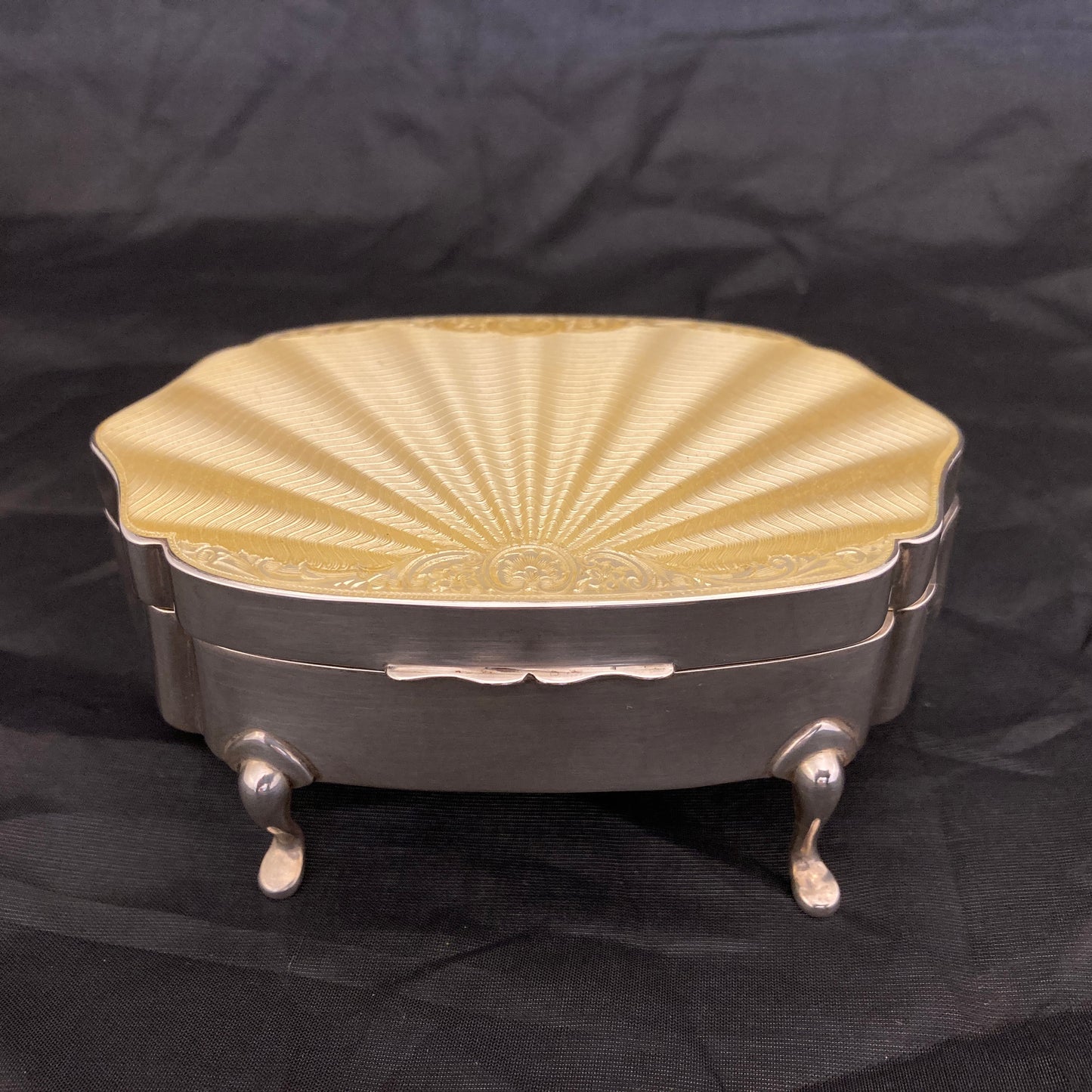 Stunning quality sterling silver and guilloche enamel jewellery box