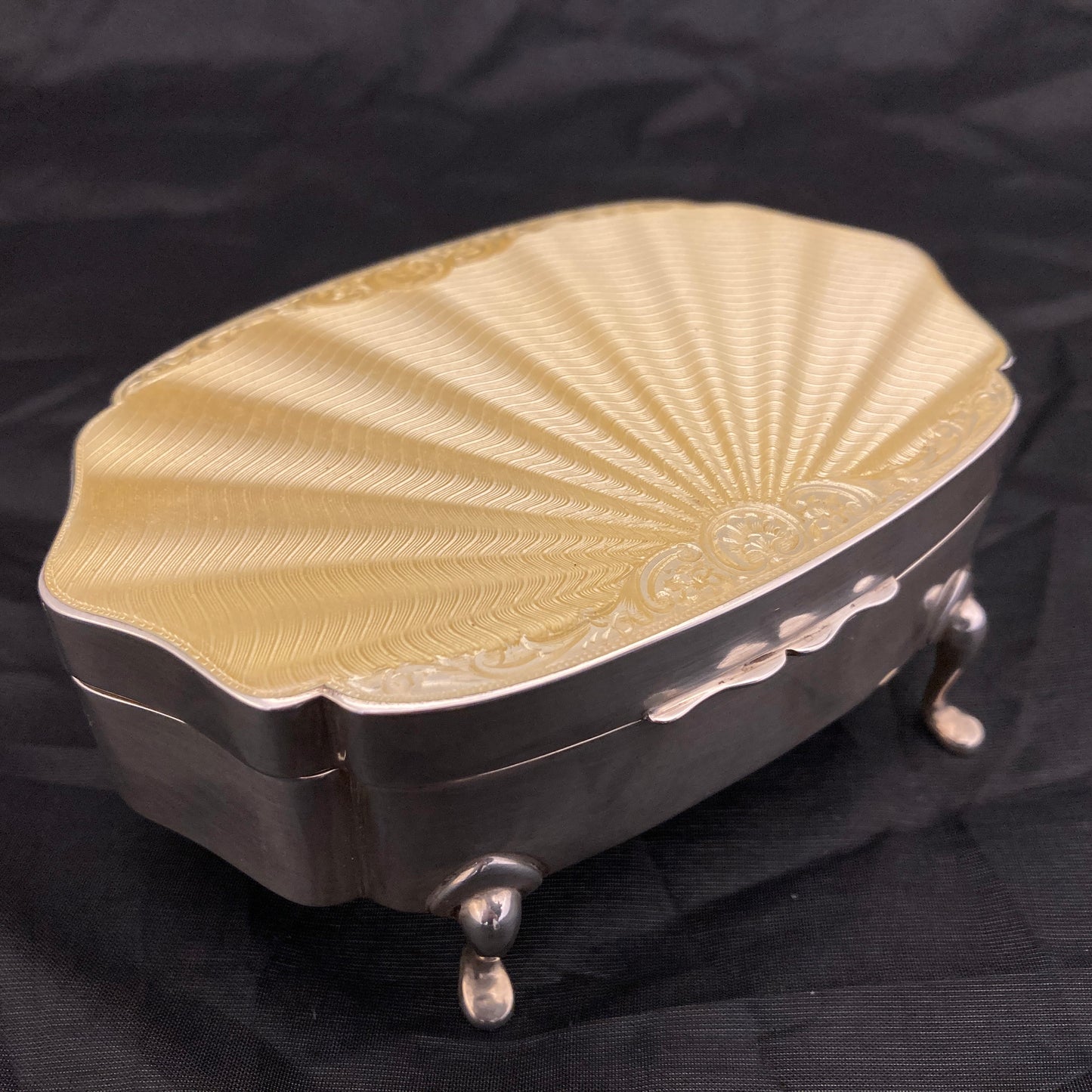 Stunning quality sterling silver and guilloche enamel jewellery box