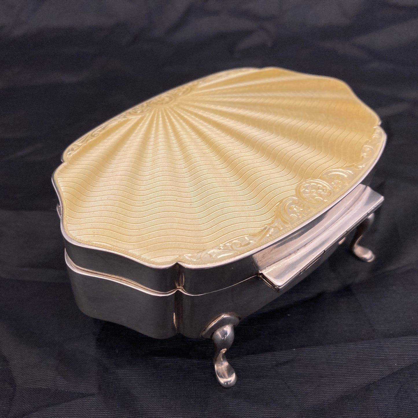 Stunning quality sterling silver and guilloche enamel jewellery box