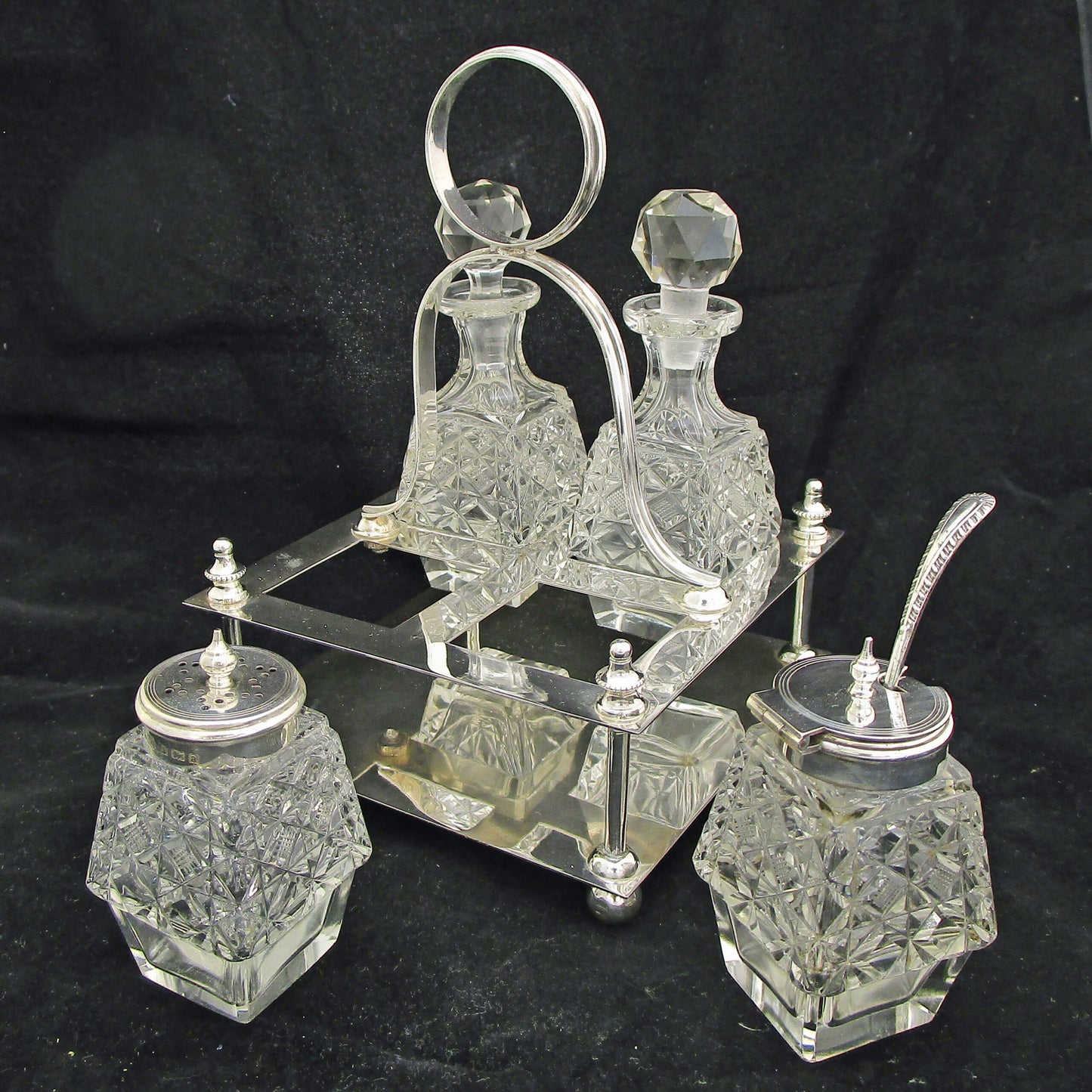 Sterling silver bachelors cruet set.