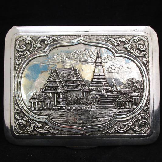 Oriental high grade silver cigarette case