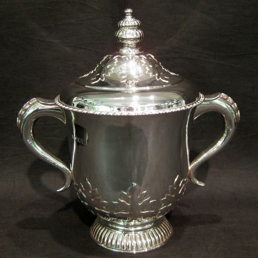 Antique arts and crafts silver cup with cover.