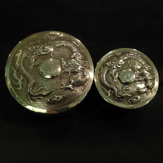 A pair Antique Chinese Export Sterling Silver Boxes.