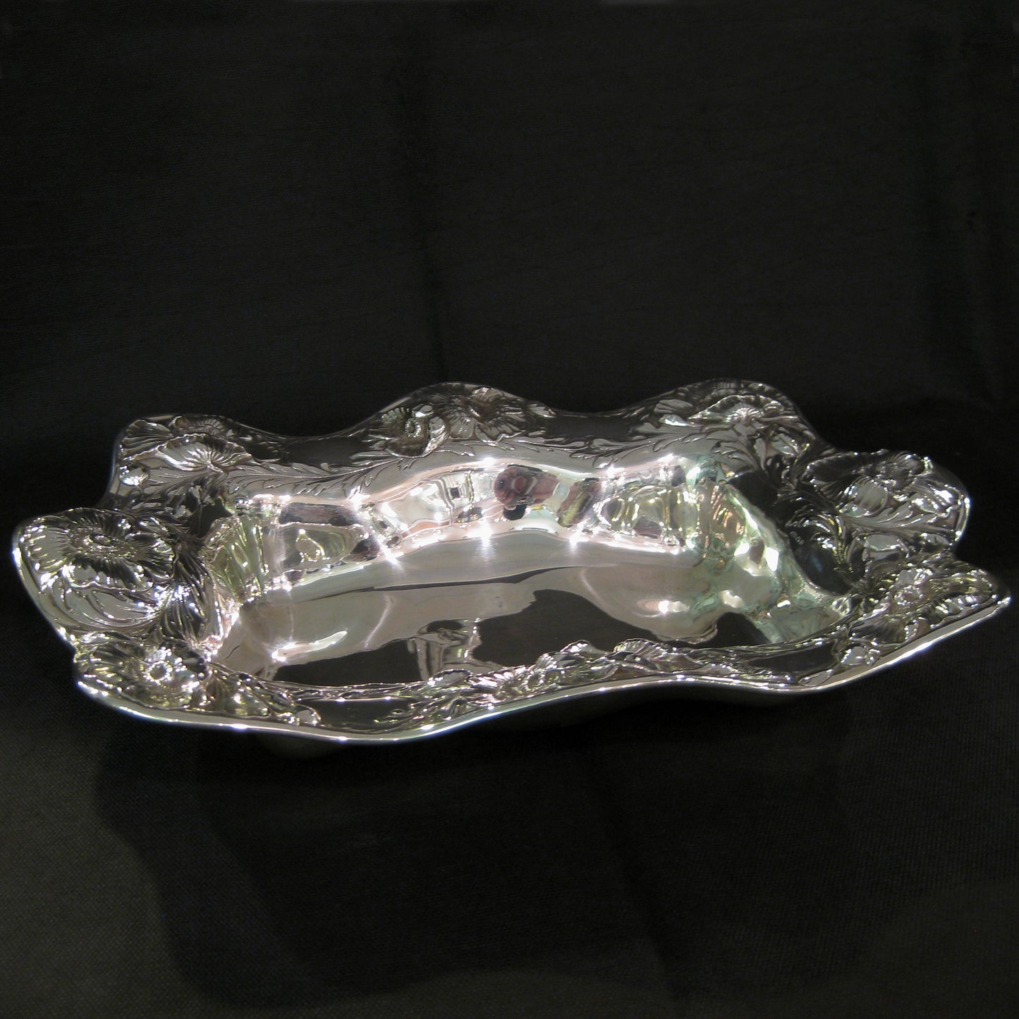 Gorham Poppy design sterling silver dish.