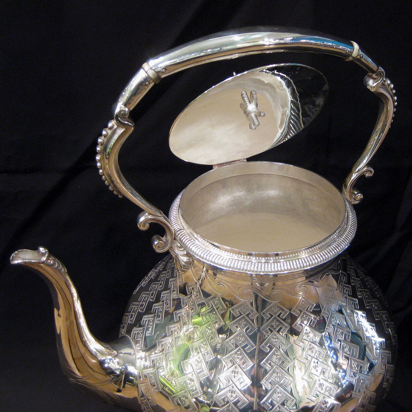 Sheffield plate kettle on stand