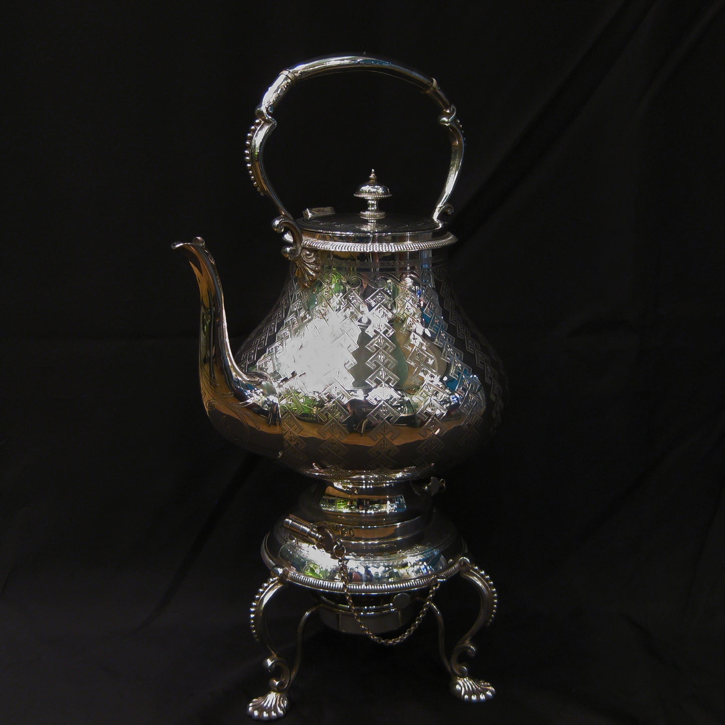 Sheffield plate kettle on stand