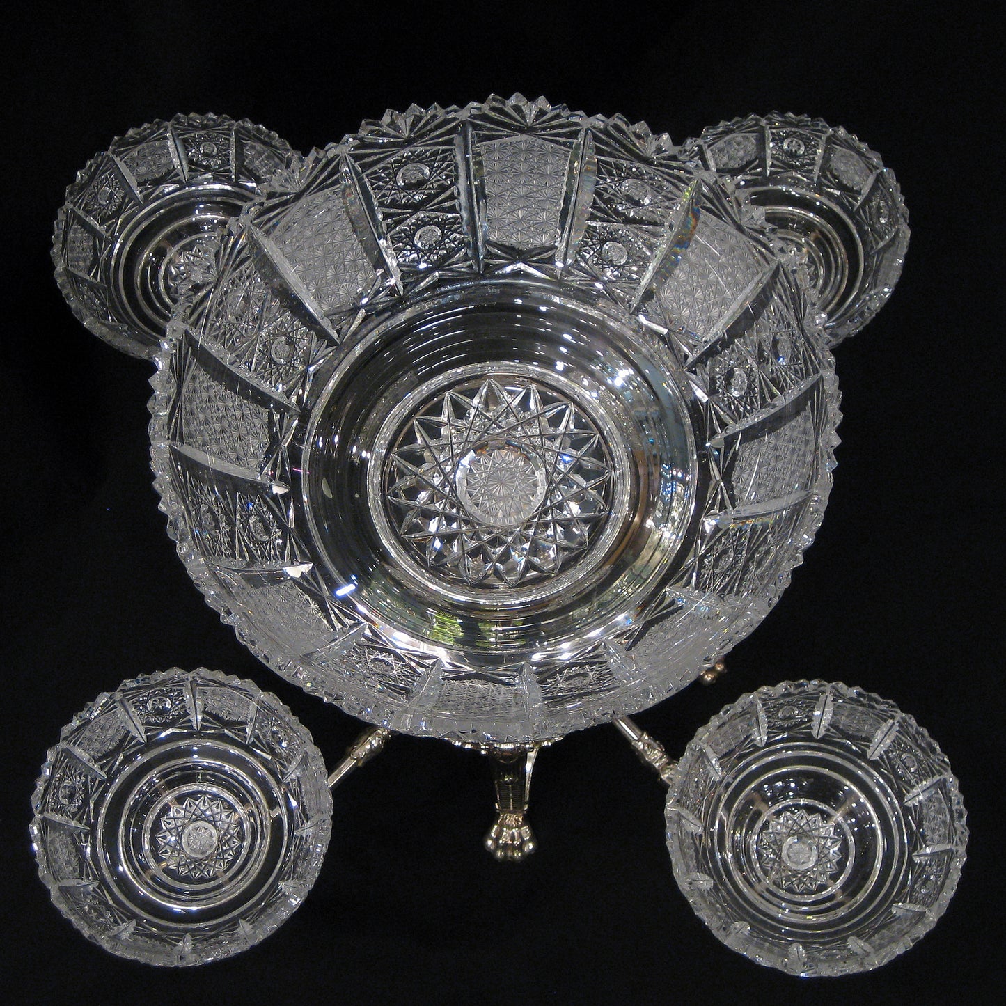 Old Sheffield plate Georgian cut crystal center piece