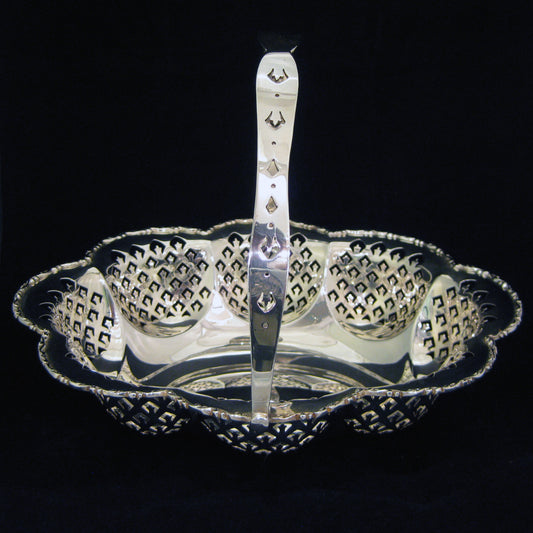 A sterling silver hand pierced basket