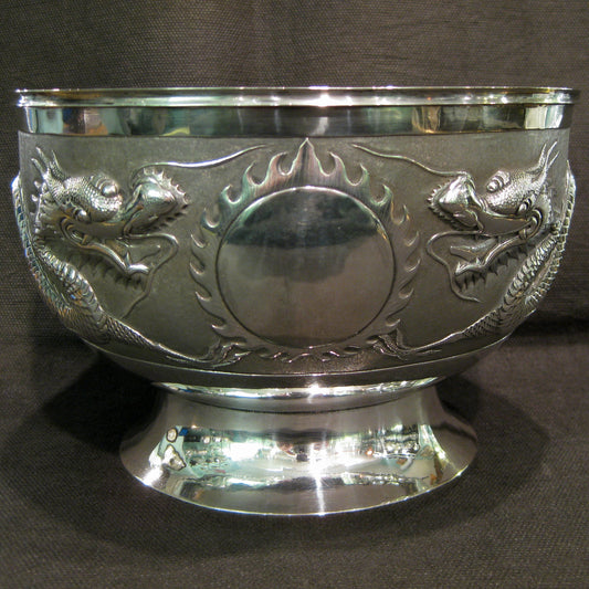 Antique silver Chinese silver Dragon bowl.