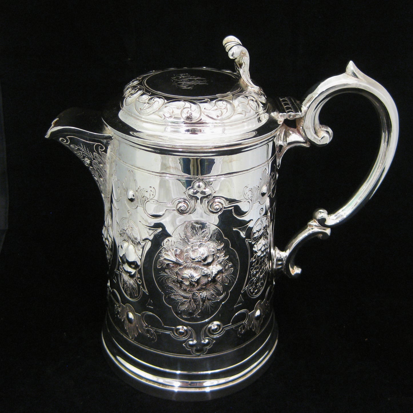 A rare silver plated beer flagon