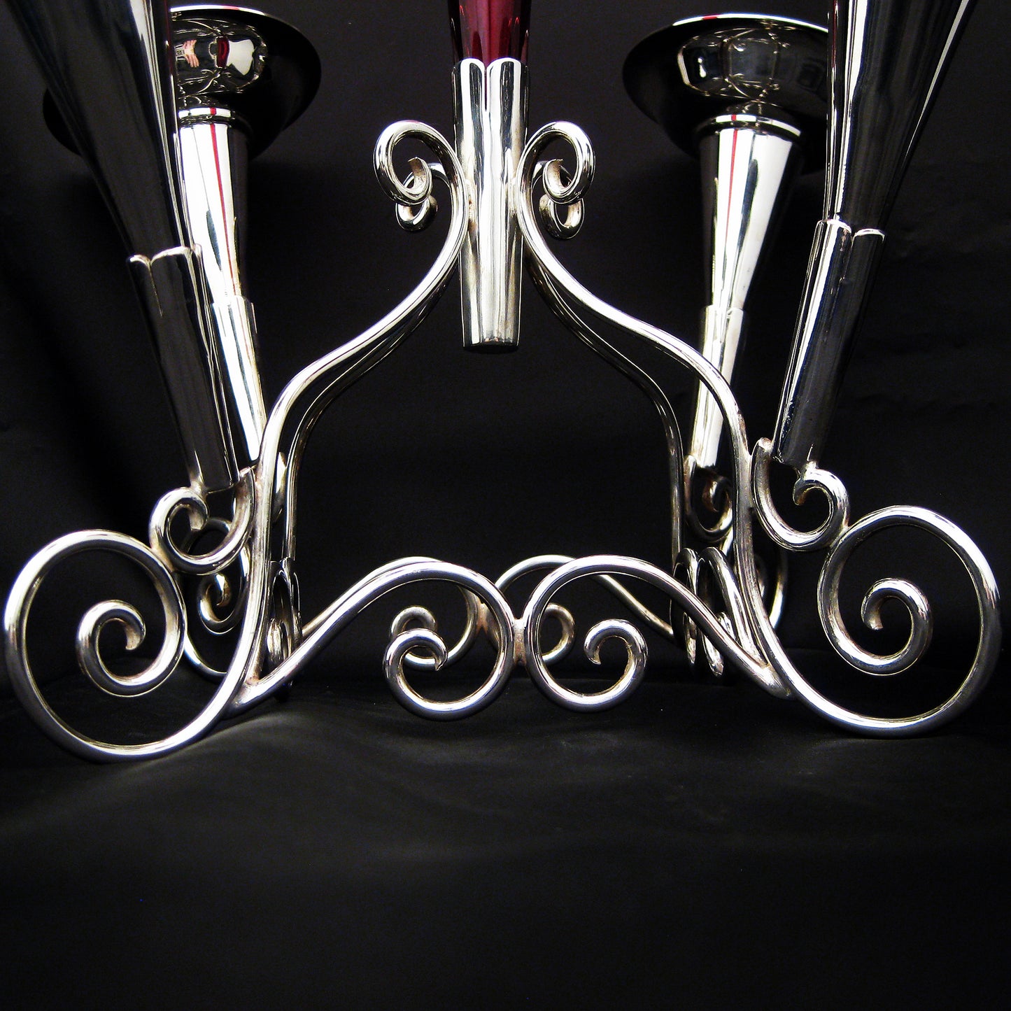 Silver plated 5 flute epergne