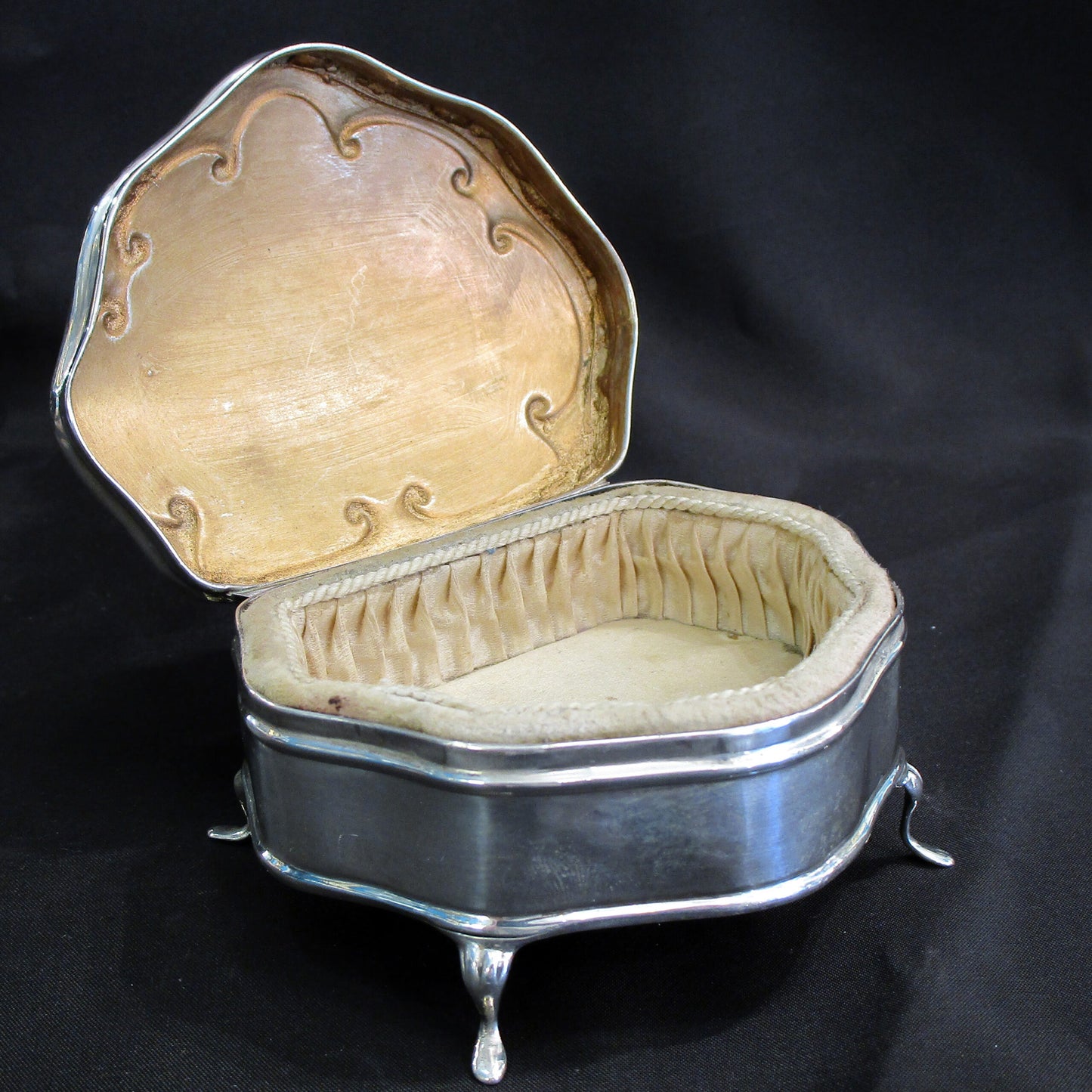 An art nouveaux silver and enamel trinket box.