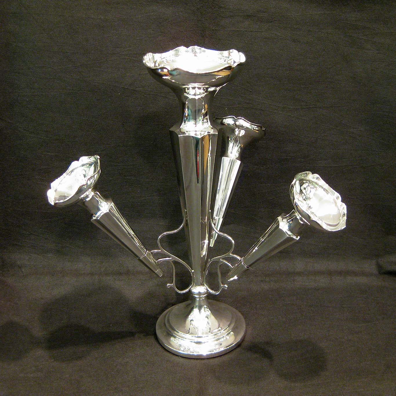 Sterling silver 4 flute epergne.