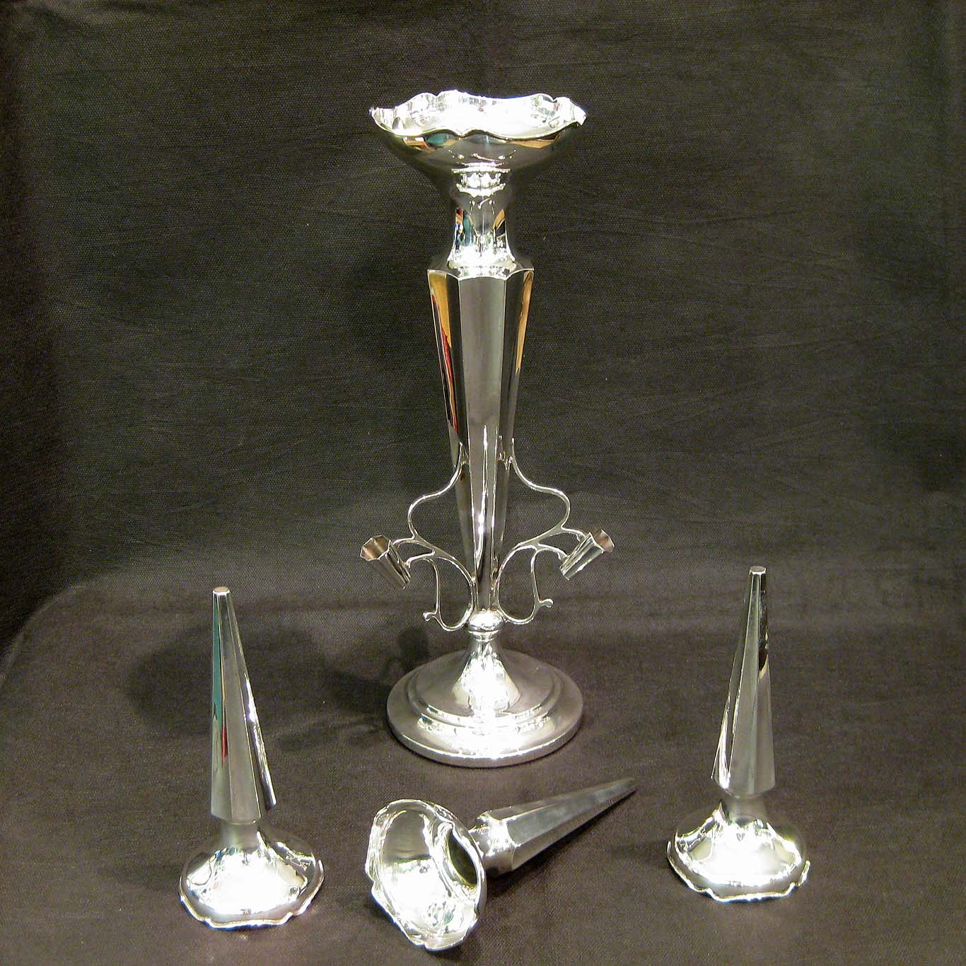 Sterling silver 4 flute epergne.