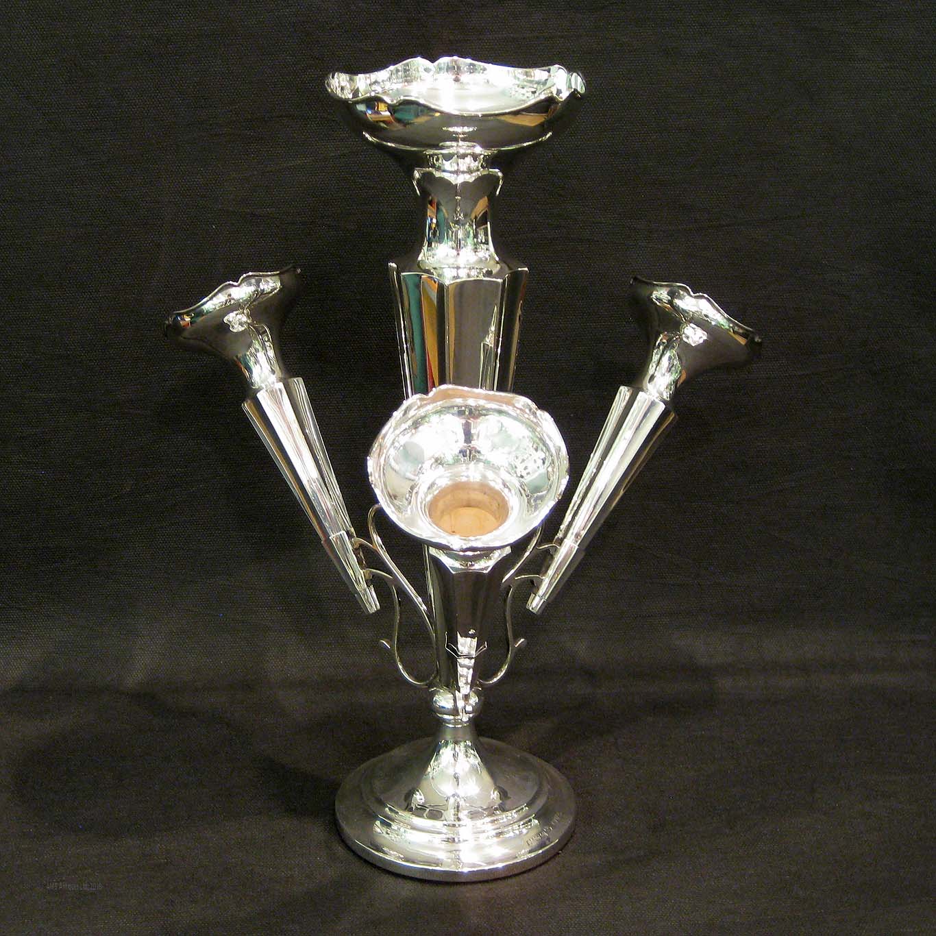 Sterling silver 4 flute epergne.