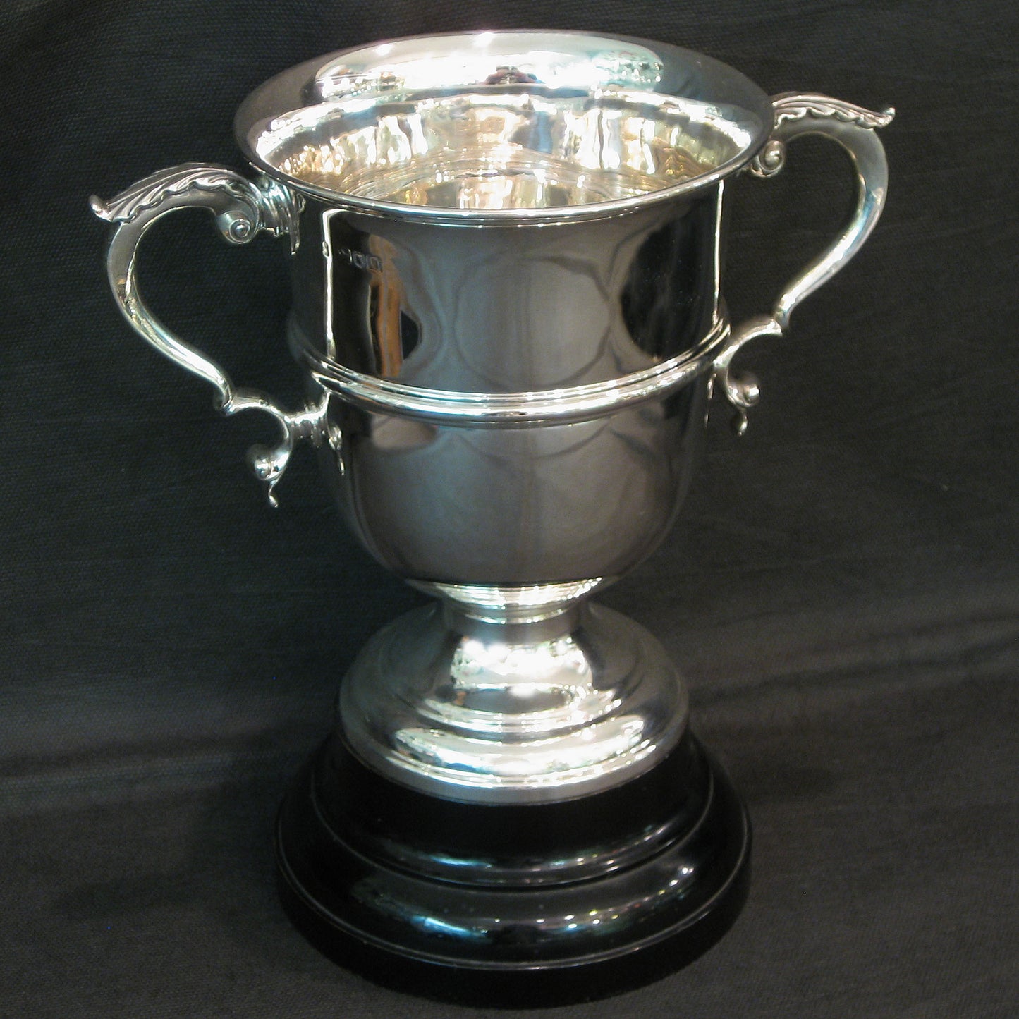 An elegant Silver Trophy on wooden base.